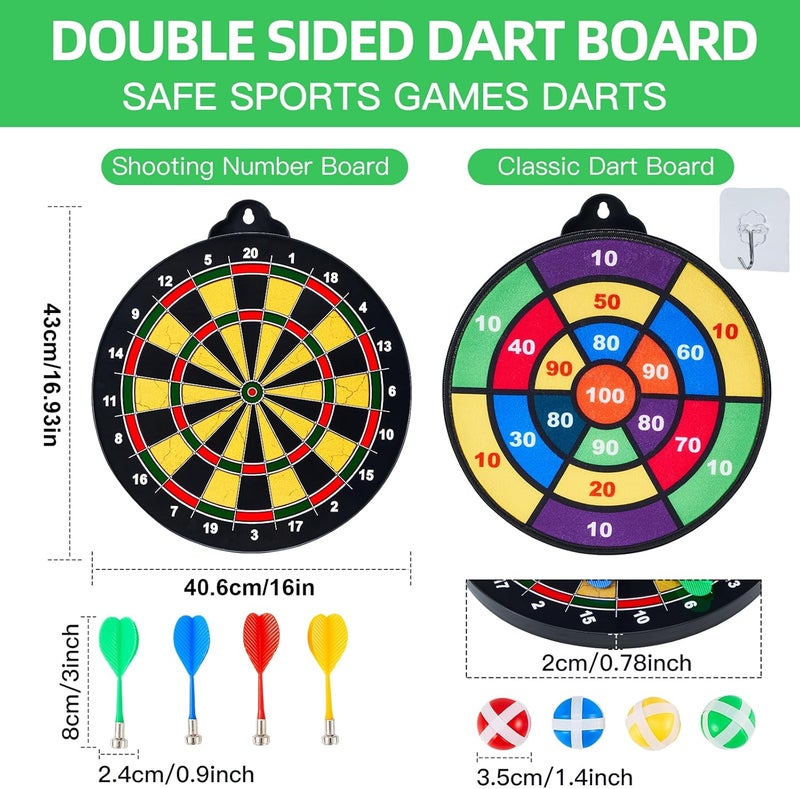 moopok Magnetic Dart Board for Kids-12Magnetic Dart/Sticky Balls Or 2 Toy Gun+40 Foam Dart.Indoor/Outdoor Kids Games and Party Games,Christmas Birthday Gifts Toys for 3-12 Year Old Boys - Image 2